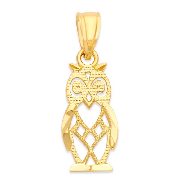 14k Real Solid Gold Owl Pendant Graduation Gifts
